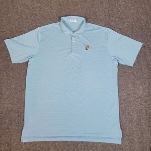 Peter Millar Long Vue Club Mens Golf Tennis Shirt Size 2XL Blue Striped